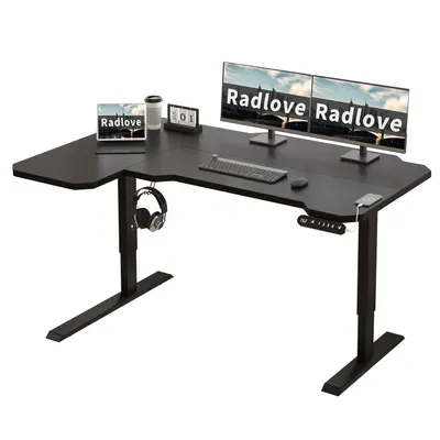 Image de Radlove bureau 150cm bureau en L réglable en hauteur électriquement bureau d'angle bureau assis, noir