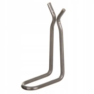 A metal bracket or clip against a white background.