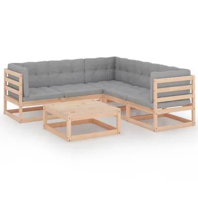 Immagine prodotto di vidaXL set da giardino da 6 pezzi con cuscini in legno di pino massiccio