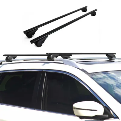 Imagen del producto de Portaequipajes para techo, compatible con VW Touareg (2002-2010). Base metálica, color negro, de 2 piezas, con capacidad de 2 toneladas