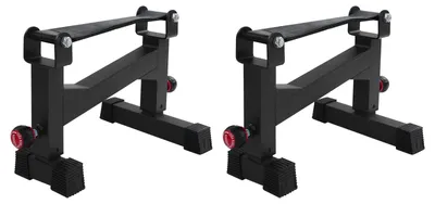 Productafbeelding van Langhanteleindstukken - Rack voor deadlifts - Hoogte verstelbaar 30–40 cm - Draagvermogen 300 kg - Stootdempende steunen - Geschikt voor squats en deadlifts - Zwart