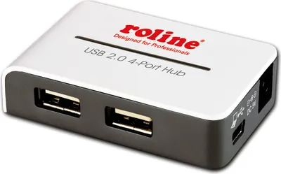 Produktbild von ROLINE USB 2.0 Hub "Black and White", 4 Ports, mit Netzteil