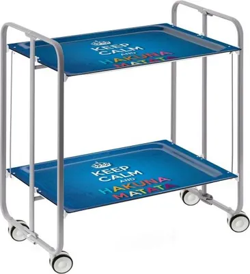Produktbild von DON HIERRO - Klappbarer Servierwagen BAUHAUS mit Rollen – Metallgestell grau, 2 Ebenen, 4 Positionen