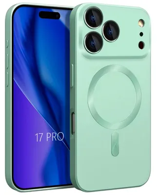 Image de Coque pour iPhone 17 Pro, Silicone Liquide Protection Slim Anti-Rayures avec Cercle Magnétique - Vert
