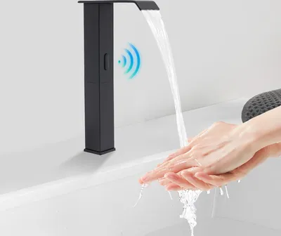 Produktbild von Badarmatur Sensor Waschbeckenarmatur Schwarz Badezimmer Küche Bar Infrarot armatur