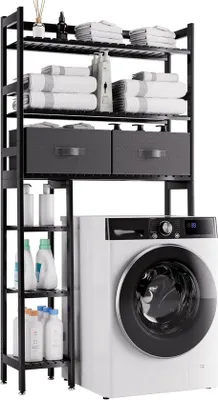 Obrázek produktu pro Bambusová toaletní skříňka s úložným prostorem – 3 police – černá