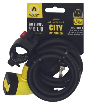 Produktbild von Auvray SPLK180AUV12 Fahrradschlösser, L : 1800 mm - Durchmesser : 12 mm, Gelb