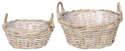 Image de vidaXL Panier à fleurs avec rangement 2 pièces Gris Lacak Rotin