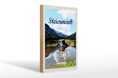 Produktbild von Holzschild Reise 20x30cm Steiermark Österreich See Wald Berg