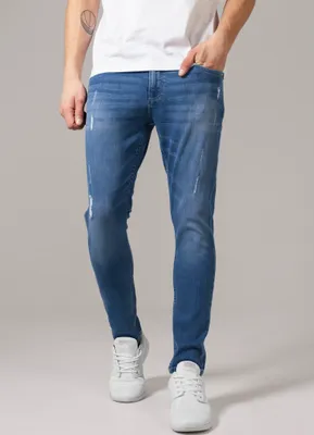 Immagine prodotto di Kalhoty Urban Classics - Pantaloni skinny strappati in denim elasticizzato, lavaggio blu - 30