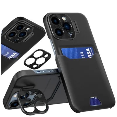 Produktbild von Leder Stand Etui Für Iphone 14 Pro Max Card Wallet Case? Mit Ständer Schwarz