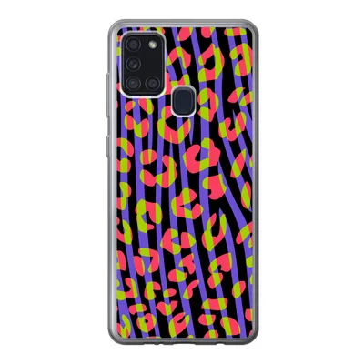 Produktbild von MuchoWow® Handyhülle Schutzhülle Hülle für Samsung Galaxy A21s Pantherdruck - Zebra - Neon Silikon Softcase Handy Hülle - Hartschale