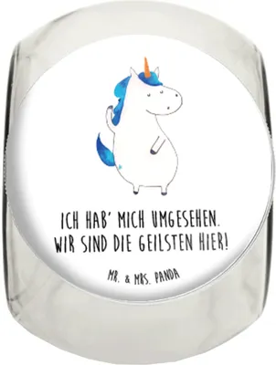 Produktbild von Mr. & Mrs. Panda Kaffeedose Einhorn Mann L 870ml - Weiß - Geschenk, Aufbewahrungsdose, Freundin, Bonboniere, Einhörner, Party, Bonbonglas, keksglas, Vorratsglas, Familie