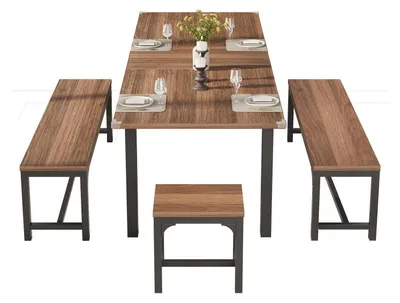 Immagine prodotto di Tavolo allungabile per 2 persone, con finitura noce, stile industriale, dimensioni da 120 a 160 cm