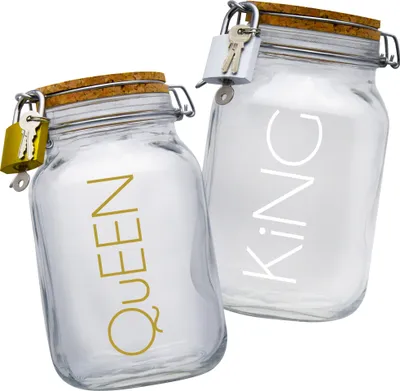 Produktbild von Spardosen Set King/Queen Design1 Transparent Größe XL 2 Liter