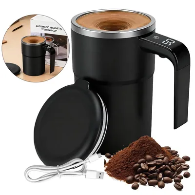 Produktbild von Selbstrührender Becher 380ml – Intelligente Rührtasse mit Temperaturanzeige, magnetischem Rührsystem & Akku