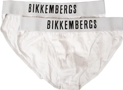 Zdjęcie produktu dla Męskie slipy z elastycznej bawełny BIKKEMBERGS 2-pack BKK1USC10BI, białe, L - EU L - US M - FR 4, 95% bawełna, 5% Elasthan
