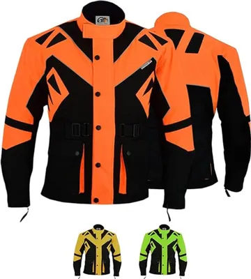 Produktbild von Motorradjacke Orange Gelb Grün Schwarz mit Protektoren GW300J, Größe:50/M, Farbe:Orange