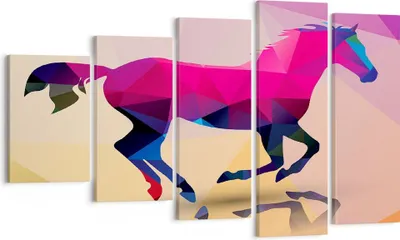 Produktbild von Bild auf Leinwand - Leinwandbild - Pferd Tiere Geometrie Diamant - 100x60cm - Wand Bild - Wanddeko - Leinwanddruck - Bilder - Kunstdruck - Wanddekoration - Leinwand bilder - Wandkunst - EG100x60-2803