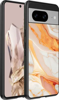 Immagine prodotto di Adatto per Google Pixel 8 Pro Custodia per telefono con stampa in marmo - Custodia in TPU con design in marmo - Arancione - Smartphonica