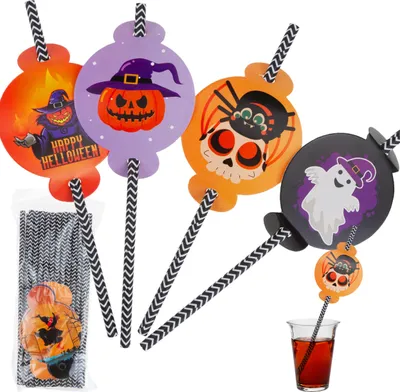 Obrázok produktu pre Papierové slamky s dekoráciou Halloween Eco Tube Ghosts Pumpkin Bat