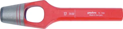 A single red and gray punch tool is shown against a white background.