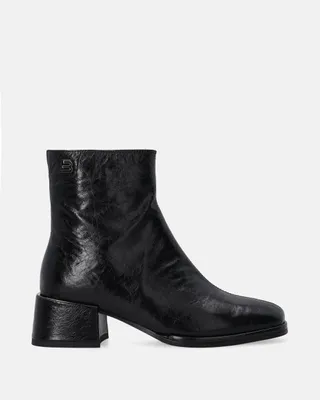 Produktbild von VENEZIA Damen Stiefeletten Ankle Boots Winterstiefel - Schwarze Damen-Ankle-Boots aus Leder mit Rüschenbesatz aus Echtes Leder Schwarz Größe 41
