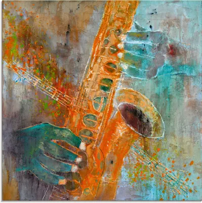 Produktbild von ARTland Glasbild Ein Saxofon Größe: 50x50 cm