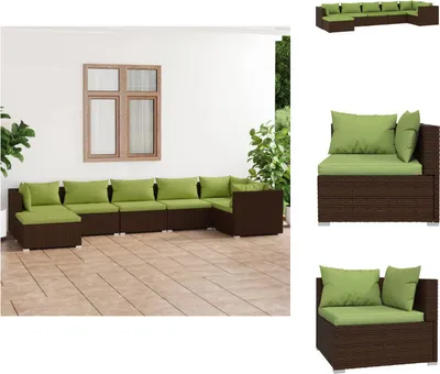 Produktbild von vidaXL 7-tlg. Garten-Lounge-Set mit Kissen Poly Rattan Braun -  Gartenmöbel-Sets