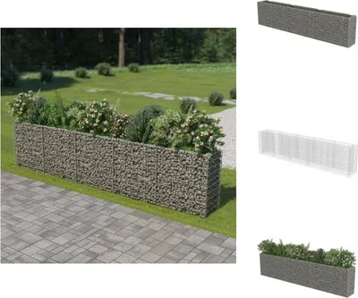 Immagine prodotto di vidaXL Letto rialzato in gabbioni in acciaio zincato 450×50×100 cm - Vasi e fioriere