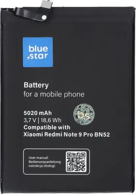 Image de Batterie adaptée au Xiaomi Redmi Note 9 PRO (BN52) 5020 mAh Li-Ion Blue Star