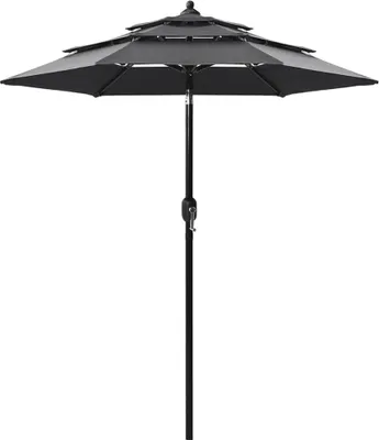 Produktbild von Sonnenschirm mit Aluminium-Mast 3-lagig Anthrazit 2 m