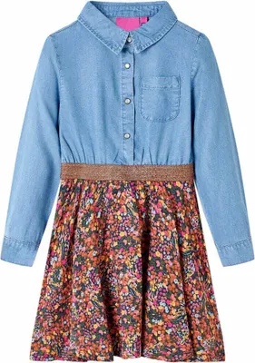 Image de Robe pour enfants à manches longues bleu marine et bleu denim 116