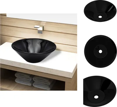 Zdjęcie produktu dla Umywalka ceramiczna okrągła czarna - Umywalka łazienkowa
