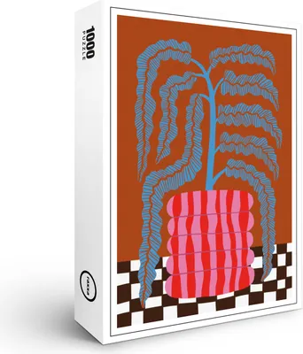 Image de puzzle premium raxxa "Fleur abstraite de style rétro en marron", 1000 pièces