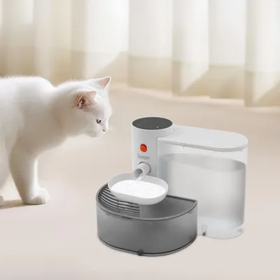 Produktbild von Automatischer Trinkbrunnen für Haustiere - Wasserspender für Katzen und kleine Hunde - 3L Tank - 2000mAh Akku - 180 Tage Standby - Grau