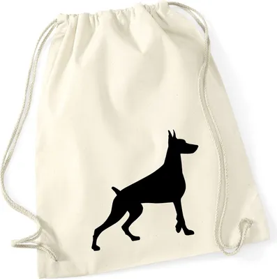 Produktbild von Huuraa Turnbeutel Dobermann Silhouette 12 Liter Natural Baumwolle Rucksack Geschenkidee