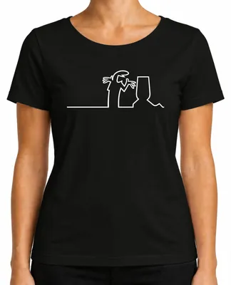 Imagen del producto de Camiseta de mujer, diseño "La Línea", "Balum", "Linienmännchen", "Osvaldo Cavandoli", "Strichmännchen", color , talla XL