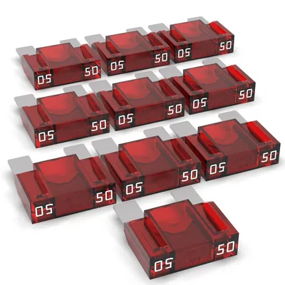 Productafbeelding van AUPROTEC Maxi platte stekkerzekering 20A - 80A, stekkerzekering, smeltzekering. Selectie: 50A Ampère, rood, 10 stuks