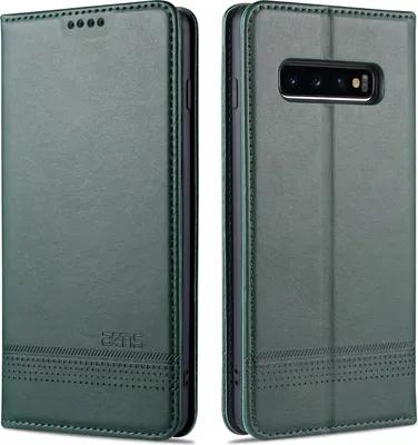 Image de LaimTop Etui en cuir pour Samsung S10 Plus, étui à rabat Portefeuille Fermeture magnétique Support Housse de protection pour Samsung Galaxy S10 Plus Vert