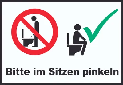 Produktbild von Bitte im Sitzen pinkeln Schild A5 Rückseite selbstklebend