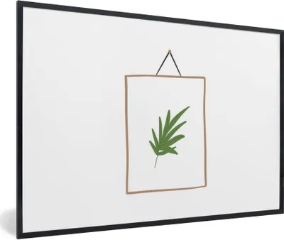 Produktbild von MuchoWow® MuchoWow® Gerahmtes Poster Pflanze - Rahmen - Weiß - Abstrakt 90x60 cm - Poster mit zchwarzem Bilderrahmen - Fotorahmen - Foto-Plakat