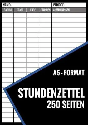 Produktbild von Stundenzettel - 250 Seiten - Format A5