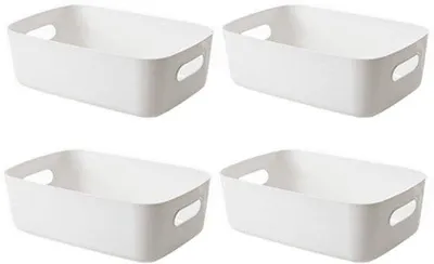 Image de Rangement en plastique - 4 pièces - 20 x 14 x 7 cm - Blanc