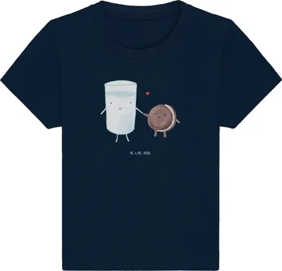 Produktbild von Mr. & Mrs. Panda  T-Shirt Milch Keks 6. - 12. Monat - French Navy - Geschenk, Baby Shirt, Lustige Sprüche, Babyshirt, Kekse, Milk, Cookie, Kaffee, Kinder Oberteil