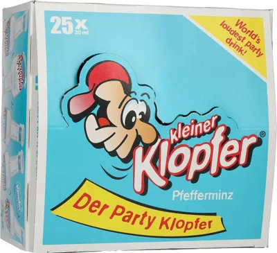 Produktbild von Kleiner Klopfer Pfefferminz, 18% Vol. 25 x 0,02 l Partybox