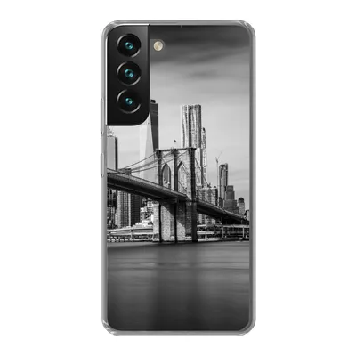 Produktbild von MuchoWow® Handyhülle Schutzhülle Hülle für Samsung Galaxy S22 Plus Architektur - New York - Brooklyn Bridge - Wasser - Schwarz und weiß Silikon Softcase Handy Hülle - Schutzabdeckung