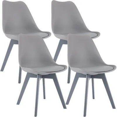Produktbild von CLP 4er Set Esszimmerstühle Linares gepolstert mit Rückenlehne Buchenholzgestell grau/grau Material Kunststoff