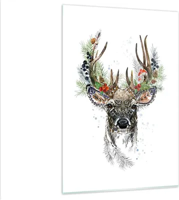 Produktbild von Bilder auf glas - Einteilig - Surrealismus Hirsch Boho - 80x120cm - Glasbilder - Wandbilder - Bilder - zum Aufhängen bereit - Wanddekoration aus Glas - Glas Bilder - Wandbild auf Glas - GPA80x120-4486