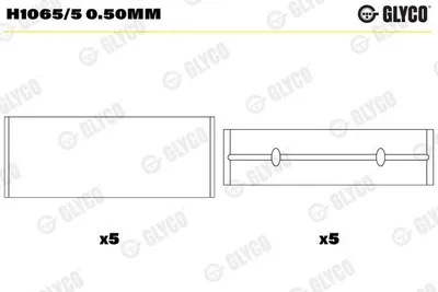 Produktbild von GLYCO Kurbelwellenlager H1065/5 0.50mm für NISSAN Qashqai / Qashqai +2 I (J10, NJ10) 19,5mm
